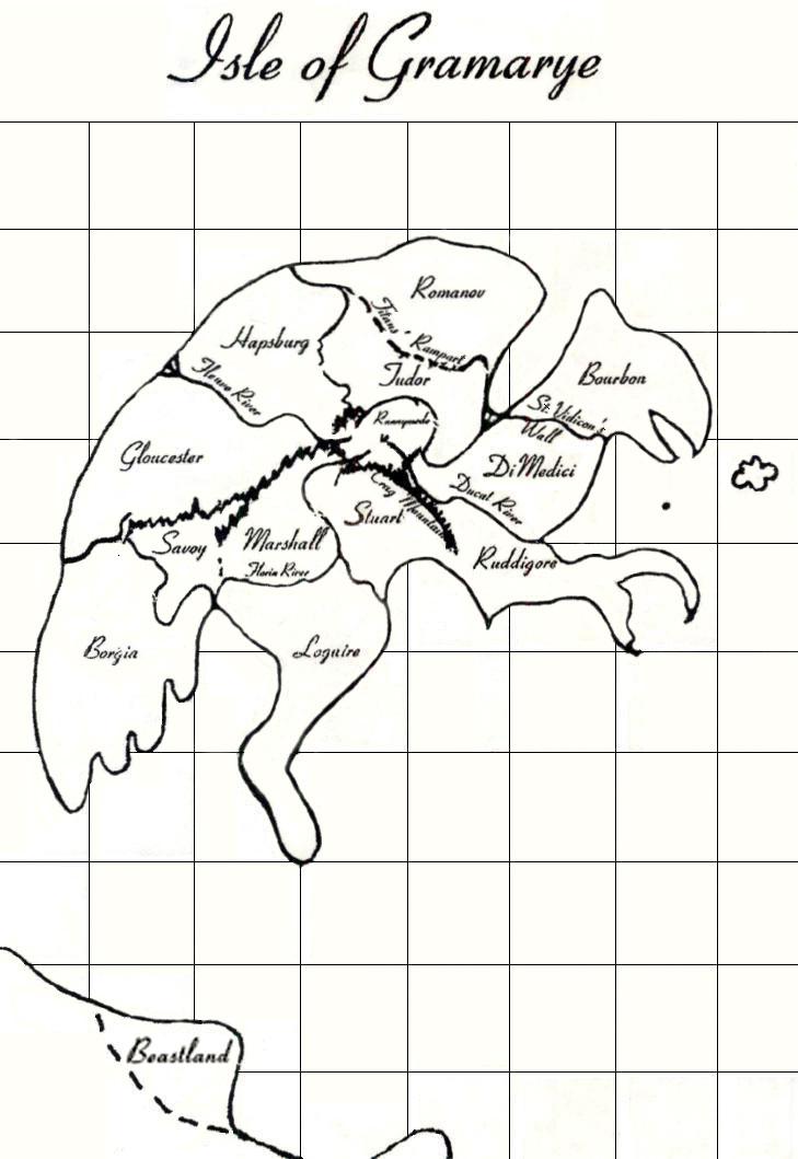 Isle of Gramarye map by Christopher Stasheff